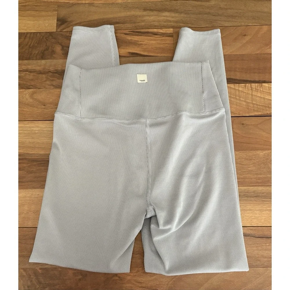 Vouri Lux Rib Studio Leggings High Rise Pale Gray Ribbed Size S - Picture 3 of 9
